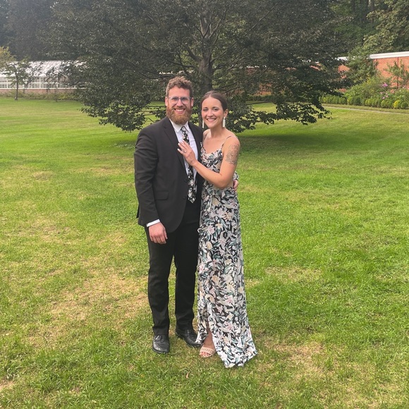 Floral Cutout Wedding Guest Dress - Black with accent colors / S - Picture 1 of 6